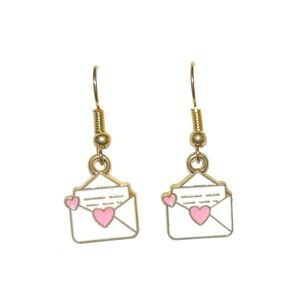 Gold and Pink Envelope Earrings